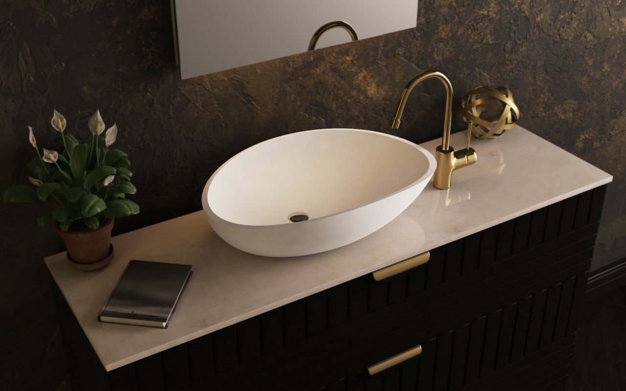 bathroom copper vessel sink countertop