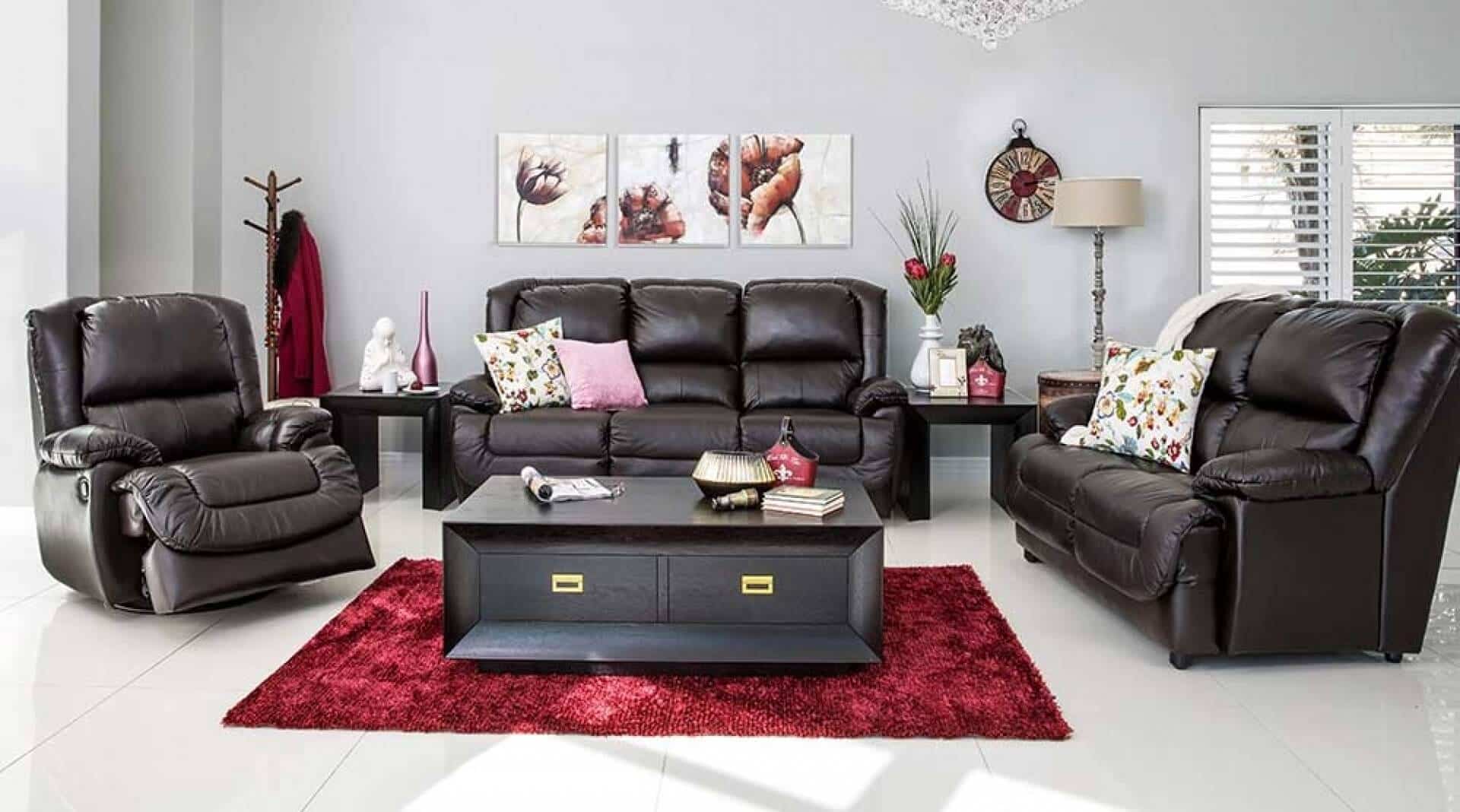 leather lounge suite sofa bed