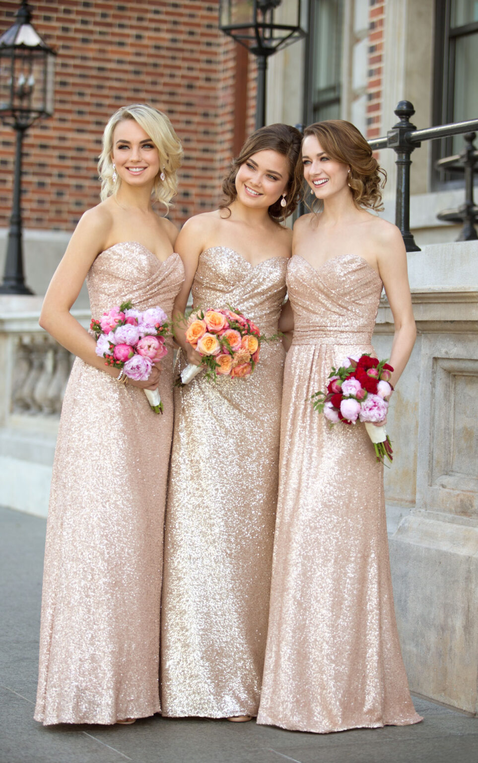 Stand Out Gorgeous And Glamorous In Rose Gold Sequin Bridesmaid Dresses 