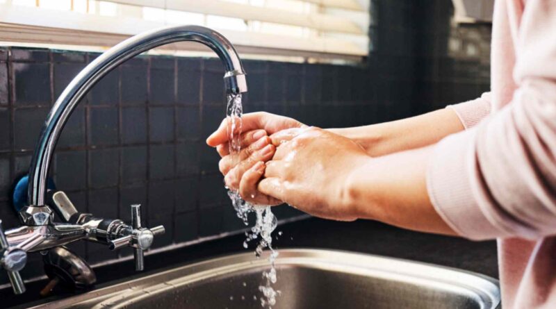 new faucet washing-hands-sink