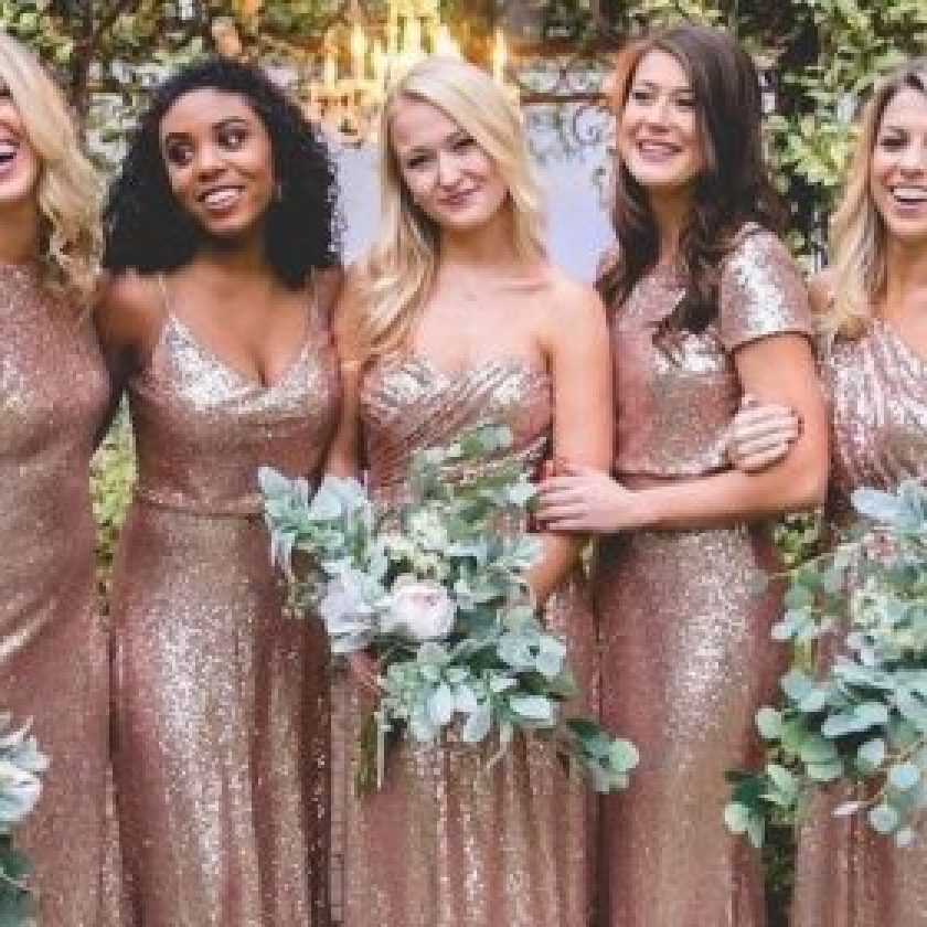 Rose Gold Sequin Bridesmaid Dresses